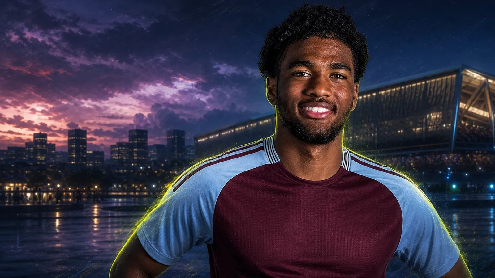 AI-generated illustration for the Ibrahim Mbaye transfer story involving Aston Villa